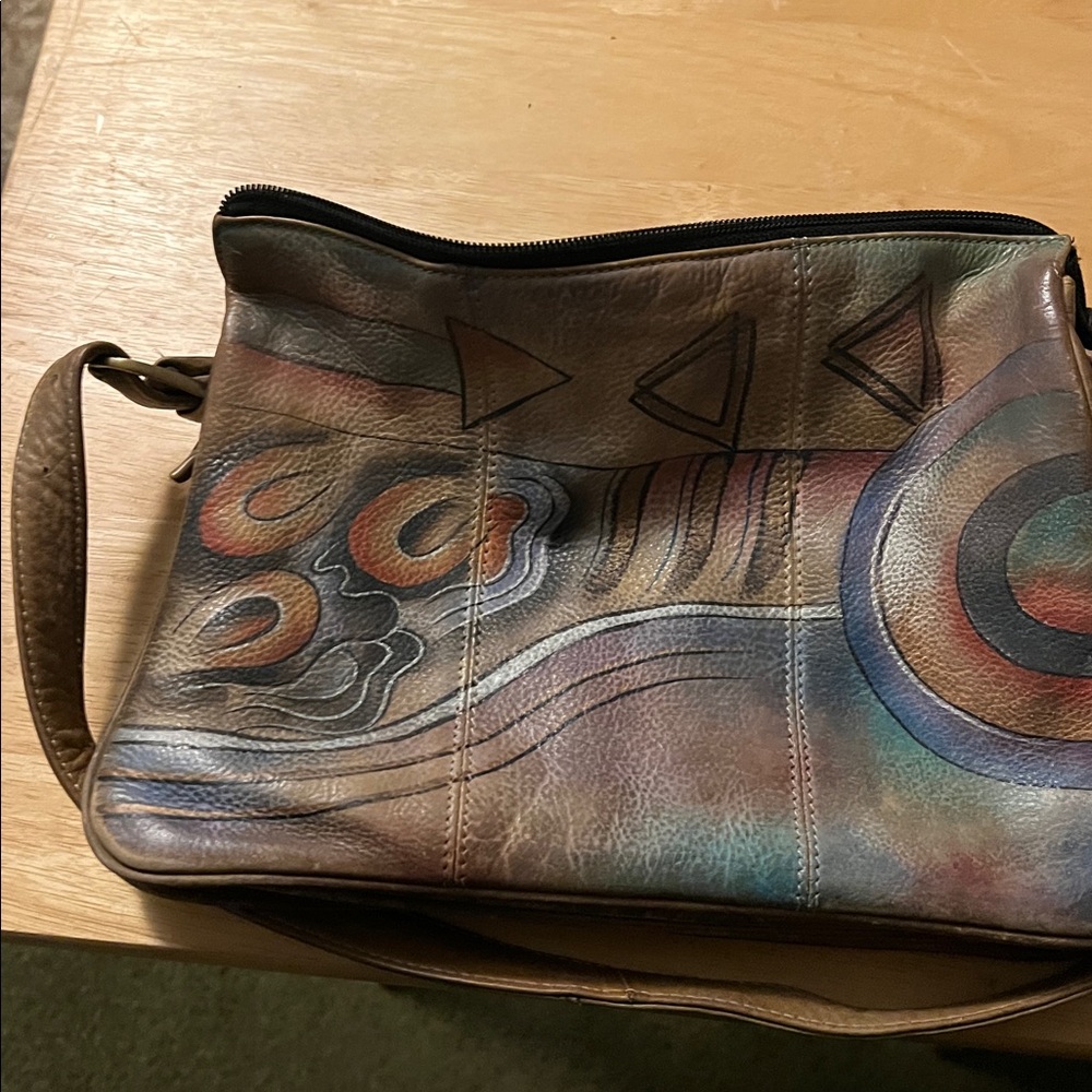 Anuschka Artistic Leather Bag with Earthy Tones - Picture 2 of 4